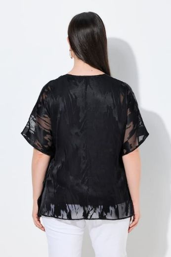 Moda za polnejše Bluza kratkih rukava V izrez dvoslojna plus velikost, xxl, Ulla Popken in Johann Popken (JP1880)