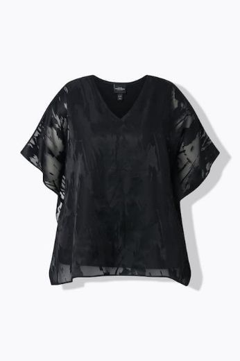 Moda za polnejše Bluza kratkih rukava V izrez dvoslojna plus velikost, xxl, Ulla Popken in Johann Popken (JP1880)