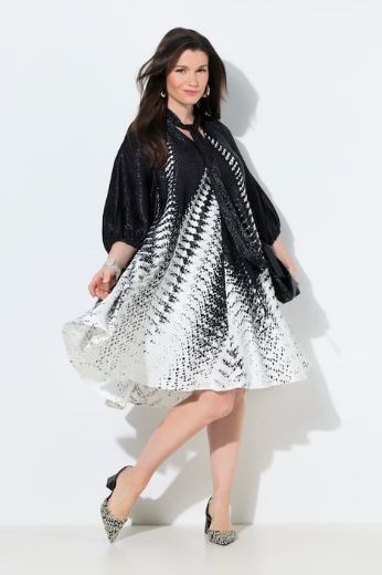 Moda za polnejše Haljina 3/4 rukavi s izrezom na vezanje plus velikost, xxl, Ulla Popken in Johann Popken (JP1880)