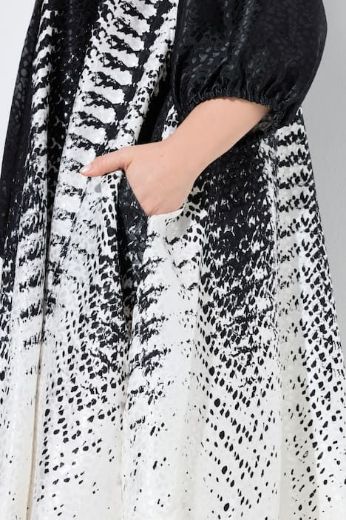 Moda za polnejše Haljina 3/4 rukavi s izrezom na vezanje plus velikost, xxl, Ulla Popken in Johann Popken (JP1880)