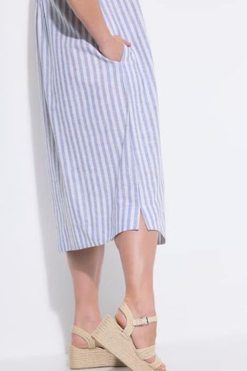 Moda za polnejše Haljina maxi kratkih rukava prugasta pamučna plus velikost, xxl, Ulla Popken in Johann Popken (JP1880)