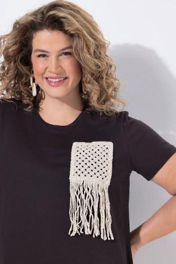 Moda za polnejše Majica kratkih rukava heklanog džepa pamučna plus velikost, xxl, Ulla Popken in Johann Popken (JP1880)