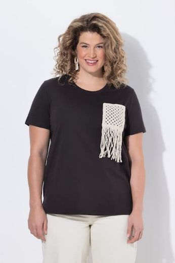 Moda za polnejše Majica kratkih rukava heklanog džepa pamučna plus velikost, xxl, Ulla Popken in Johann Popken (JP1880)