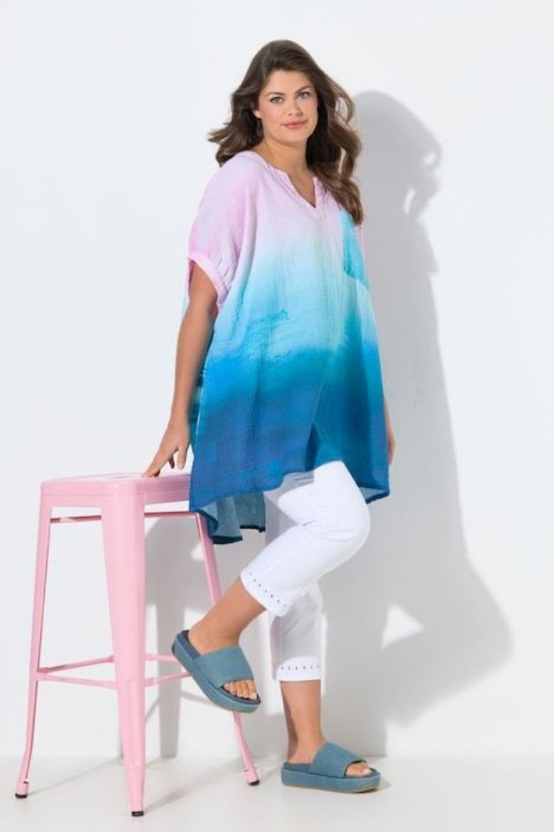 Moda za polnejše Bluza 1/2 rukava dužeg kroja od muslina plus velikost, xxl, Ulla Popken in Johann Popken (JP1880)