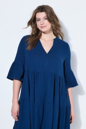Moda za polnejše Haljina 3/4 rukavi A kroja duži model plus velikost, xxl, Ulla Popken in Johann Popken (JP1880)
