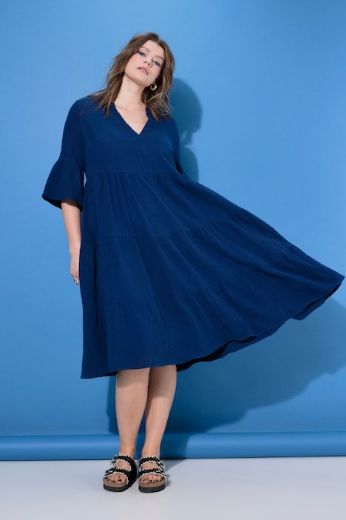 Moda za polnejše Haljina 3/4 rukavi A kroja duži model plus velikost, xxl, Ulla Popken in Johann Popken (JP1880)