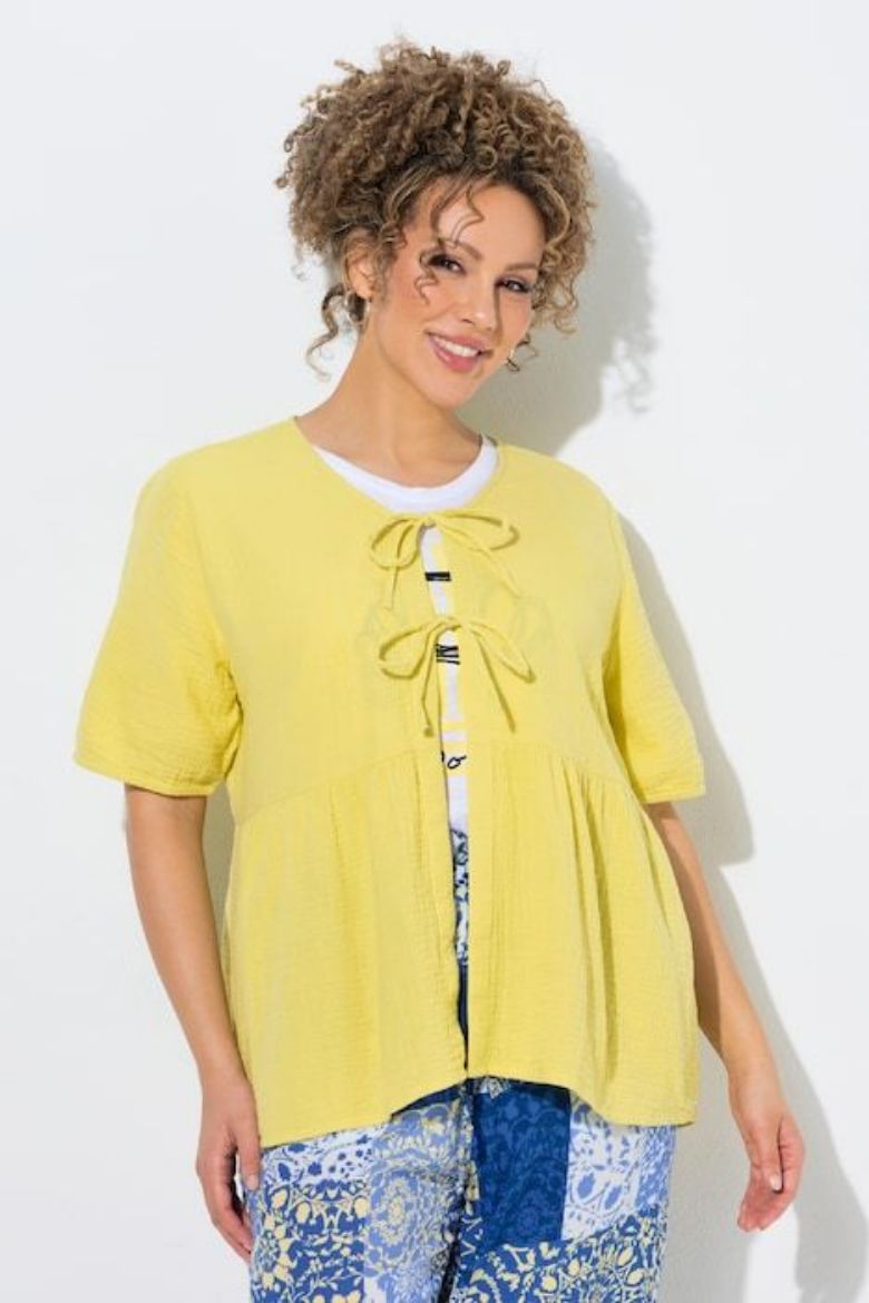 Moda za polnejše Bluza kratkih rukava muselin plus velikost, xxl, Ulla Popken in Johann Popken (JP1880)