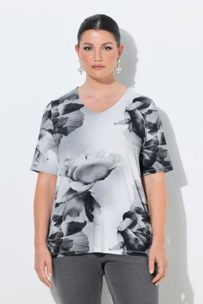 Moda za polnejše Majica kratkih rukava V izreza plus velikost, xxl, Ulla Popken in Johann Popken (JP1880)