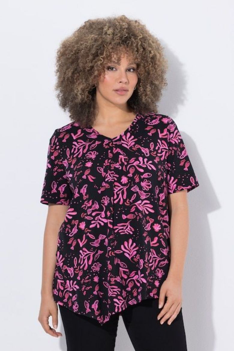 Moda za polnejše Majica kratkih rukava V izreza plus velikost, xxl, Ulla Popken in Johann Popken (JP1880)