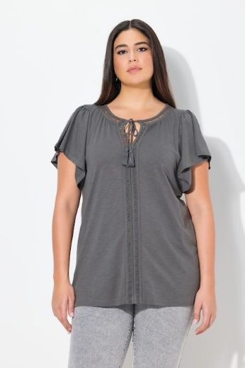 Moda za polnejše Majica s vezanjem na ovratniku plus velikost, xxl, Ulla Popken in Johann Popken (JP1880)