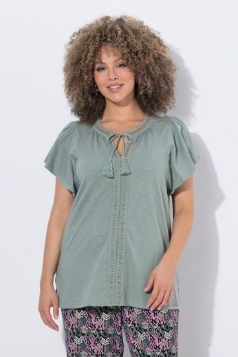 Moda za polnejše Majica s vezanjem na ovratniku plus velikost, xxl, Ulla Popken in Johann Popken (JP1880)