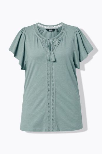 Moda za polnejše Majica s vezanjem na ovratniku plus velikost, xxl, Ulla Popken in Johann Popken (JP1880)