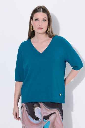 Moda za polnejše Pulover polu rukava V ovratnika plus velikost, xxl, Ulla Popken in Johann Popken (JP1880)