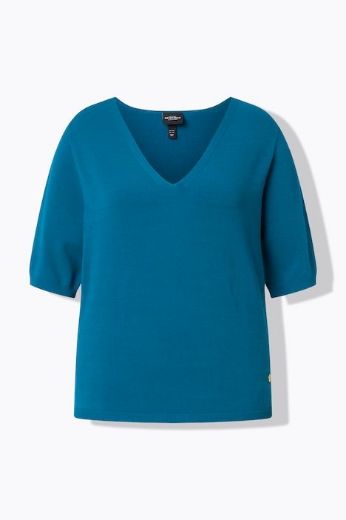 Moda za polnejše Pulover polu rukava V ovratnika plus velikost, xxl, Ulla Popken in Johann Popken (JP1880)