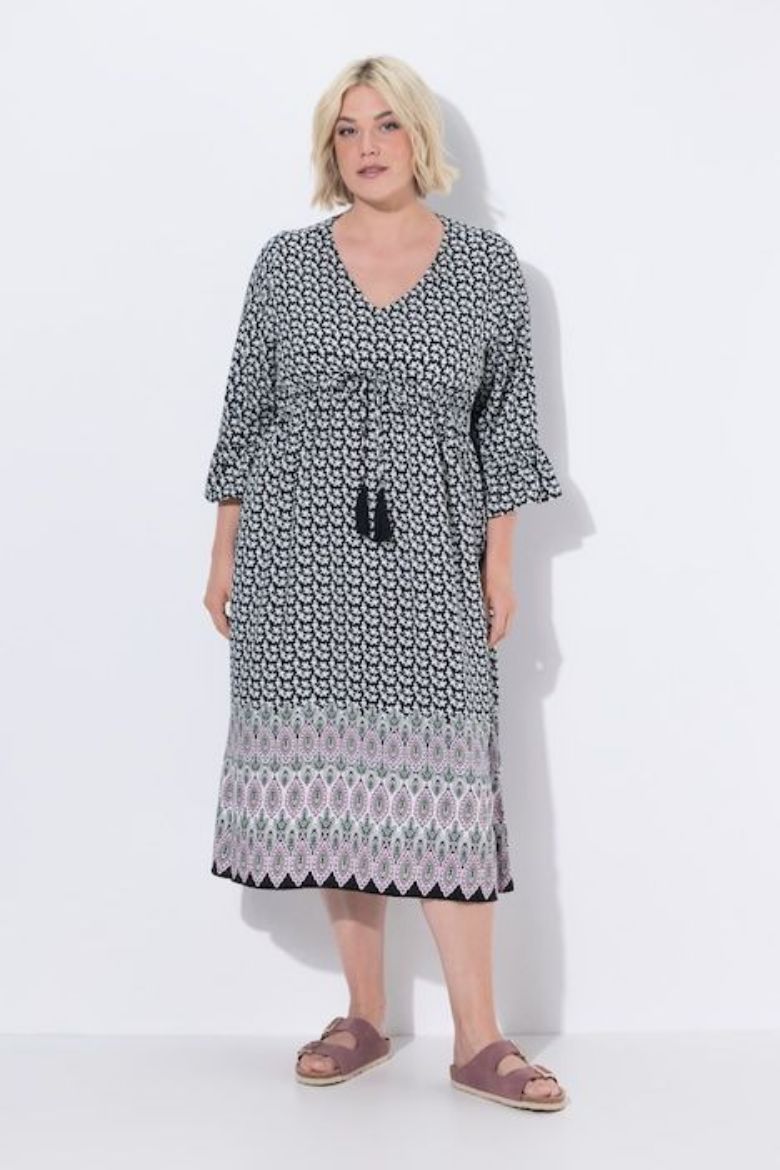 Moda za polnejše Haljina midi 3/4 rukava a kroja plus velikost, xxl, Ulla Popken in Johann Popken (JP1880)