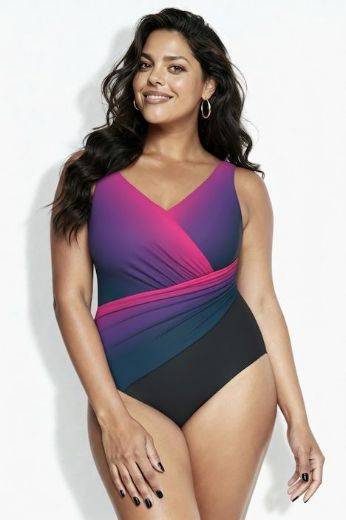 Moda za polnejše Kupaći kostim jednodijelni na preklop V izreza plus velikost, xxl, Ulla Popken in Johann Popken (JP1880)