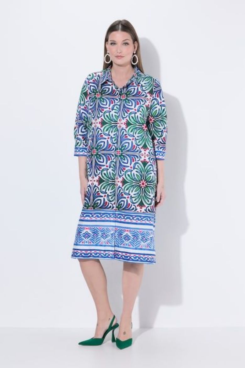 Moda za polnejše Haljina 3/4 rukava A kroja s kragnom plus velikost, xxl, Ulla Popken in Johann Popken (JP1880)