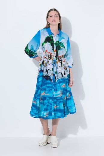 Moda za polnejše Haljina midi s kragnom rukavi 3/4 plus velikost, xxl, Ulla Popken in Johann Popken (JP1880)