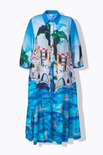 Moda za polnejše Haljina midi s kragnom rukavi 3/4 plus velikost, xxl, Ulla Popken in Johann Popken (JP1880)