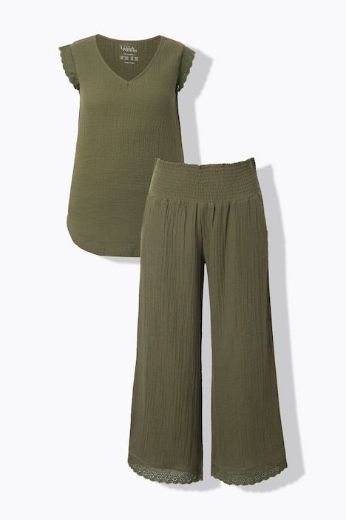 Moda za polnejše Pidžama nez rukava muslin plus velikost, xxl, Ulla Popken in Johann Popken (JP1880)