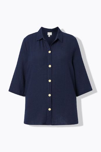 Moda za polnejše Bluza 3/4 rukava muselin pamučna plus velikost, xxl, Ulla Popken in Johann Popken (JP1880)