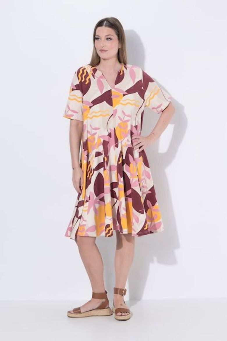 Moda za polnejše Haljina kratkih rukava pamučna s izrezom plus velikost, xxl, Ulla Popken in Johann Popken (JP1880)