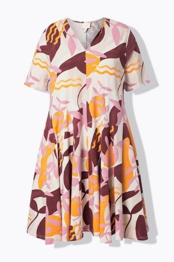 Moda za polnejše Haljina kratkih rukava pamučna s izrezom plus velikost, xxl, Ulla Popken in Johann Popken (JP1880)