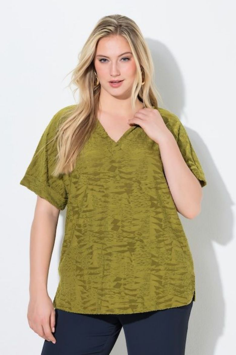 Moda za polnejše Majica kratkih rukava šireg kroja V izreza plus velikost, xxl, Ulla Popken in Johann Popken (JP1880)