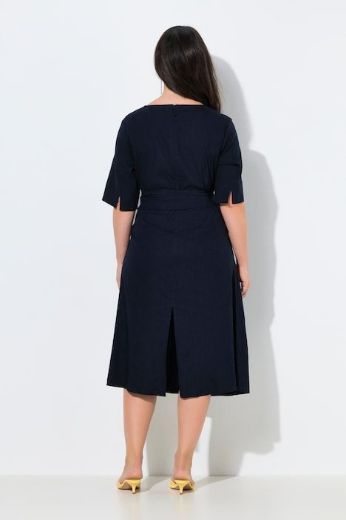 Moda za polnejše Haljina midi kratkih rukava lanena plus velikost, xxl, Ulla Popken in Johann Popken (JP1880)