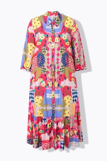 Moda za polnejše Haljina midi s kragnom rukavi 3/4 plus velikost, xxl, Ulla Popken in Johann Popken (JP1880)