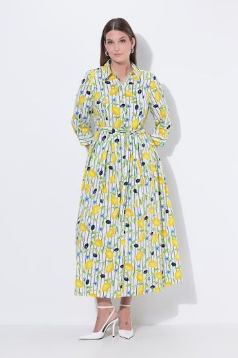 Moda za polnejše Haljina maxi s kragnom rukavi 3/4 plus velikost, xxl, Ulla Popken in Johann Popken (JP1880)