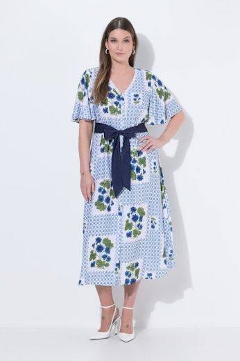Moda za polnejše Haljina maxi kratkih rukava V izreza plus velikost, xxl, Ulla Popken in Johann Popken (JP1880)