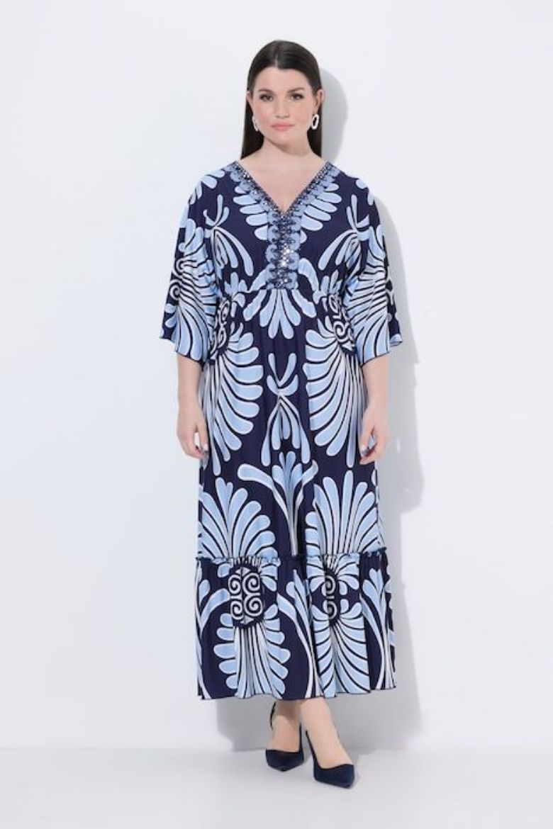 Moda za polnejše Haljina maxi 3/4 rukava plus velikost, xxl, Ulla Popken in Johann Popken (JP1880)