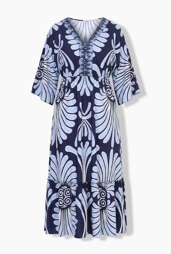 Moda za polnejše Haljina maxi 3/4 rukava plus velikost, xxl, Ulla Popken in Johann Popken (JP1880)