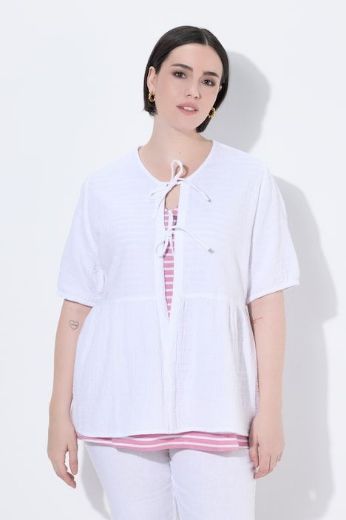 Moda za polnejše Bluza kratkih rukava na vezanje plus velikost, xxl, Ulla Popken in Johann Popken (JP1880)
