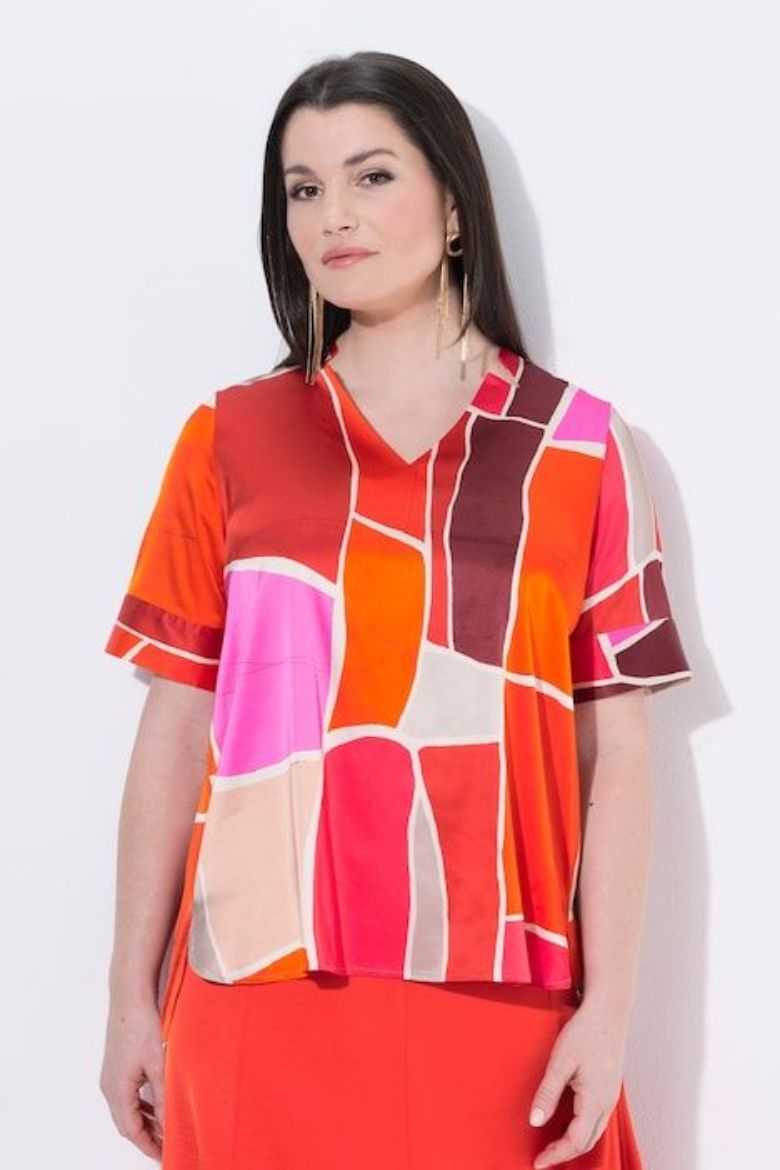 Moda za polnejše Bluza kratkih rukava V ovratnika plus velikost, xxl, Ulla Popken in Johann Popken (JP1880)