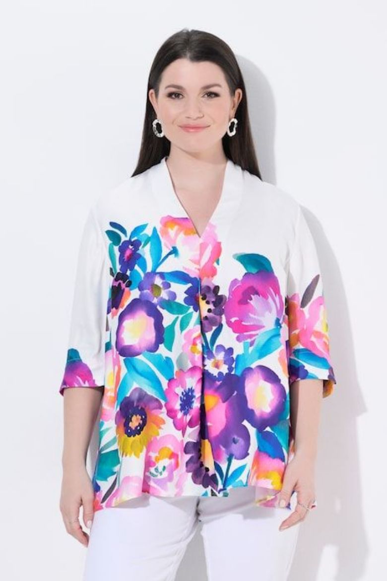Moda za polnejše Bluza 3/4 rukava A kroja plus velikost, xxl, Ulla Popken in Johann Popken (JP1880)