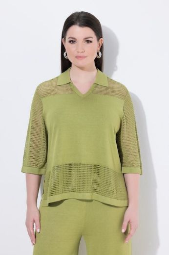 Moda za polnejše Pulover 3/4 rukava V ovratnika plus velikost, xxl, Ulla Popken in Johann Popken (JP1880)