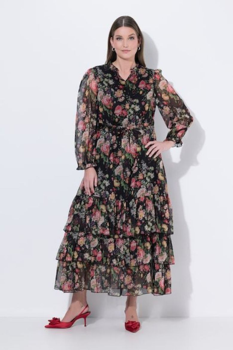 Moda za polnejše Haljina dugih rukava cvjetnog uzorka plus velikost, xxl, Ulla Popken in Johann Popken (JP1880)