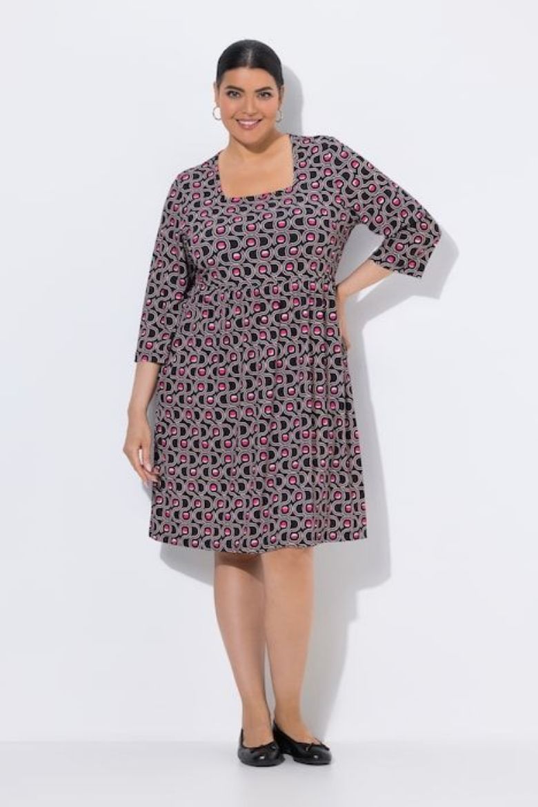 Moda za polnejše Haljina midi 3/4 rukava plus velikost, xxl, Ulla Popken in Johann Popken (JP1880)
