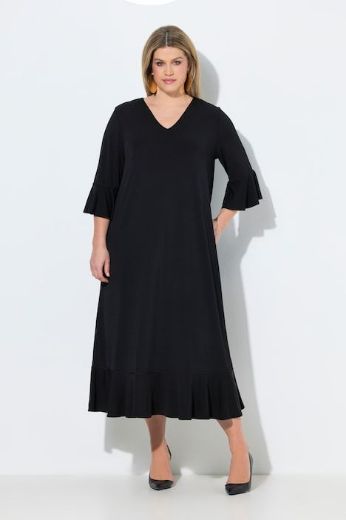 Moda za polnejše Haljina maxi 3/4 rukava na volane plus velikost, xxl, Ulla Popken in Johann Popken (JP1880)