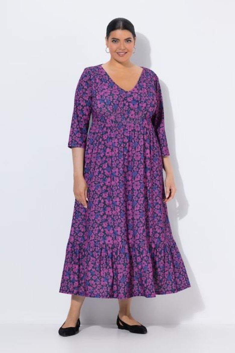 Moda za polnejše Haljina maxi 3/4 rukava plus velikost, xxl, Ulla Popken in Johann Popken (JP1880)