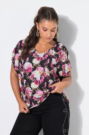 Moda za polnejše Bluza kratkih rukava V ovratnika plus velikost, xxl, Ulla Popken in Johann Popken (JP1880)
