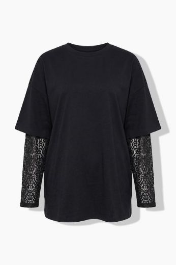 Moda za polnejše Majica šireg kroja s detaljima čipke na rukavima plus velikost, xxl, Ulla Popken in Johann Popken (JP1880)