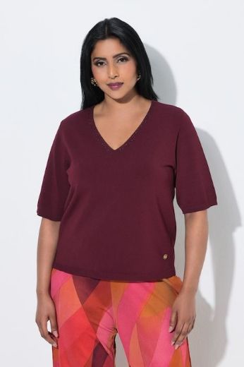 Moda za polnejše Pulover kratkih rukava V ovratnika plus velikost, xxl, Ulla Popken in Johann Popken (JP1880)