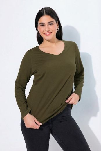 Moda za polnejše Majica dugih rukava V ovratnika plus velikost, xxl, Ulla Popken in Johann Popken (JP1880)
