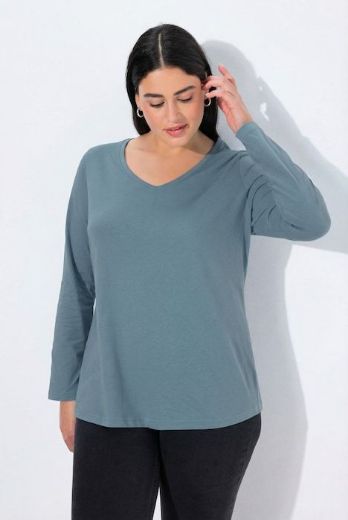Moda za polnejše Majica dugih rukava V ovratnika plus velikost, xxl, Ulla Popken in Johann Popken (JP1880)