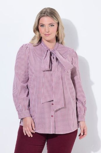 Moda za polnejše Košulja dugih rukava karirana s dodatkom ukrasne mašne plus velikost, xxl, Ulla Popken in Johann Popken (JP1880)