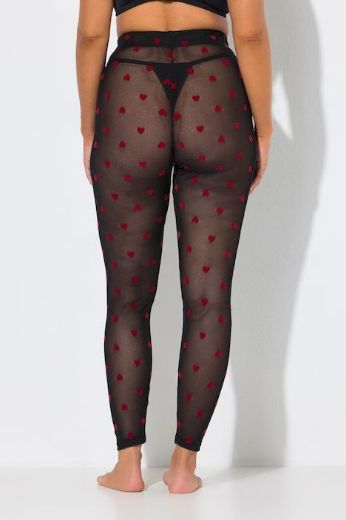 Moda za polnejše Tajice mrežaste s uzorkom srca plus velikost, xxl, Ulla Popken in Johann Popken (JP1880)