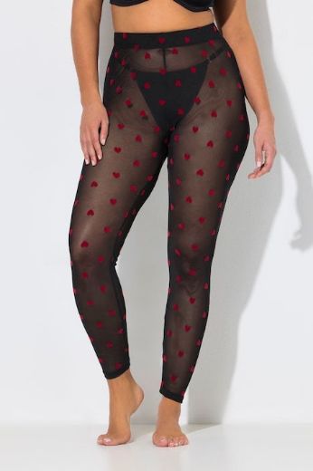 Moda za polnejše Tajice mrežaste s uzorkom srca plus velikost, xxl, Ulla Popken in Johann Popken (JP1880)